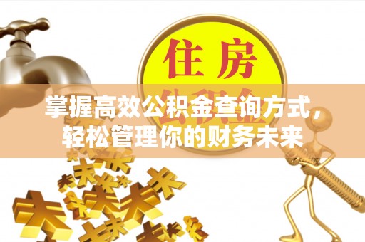 迎泽掌握高效公积金查询方式，轻松管理你的财务未来